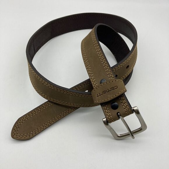 Carhartt Detroit WB 5507 Men’s Leather Belt SZ 38 Length 46”/44” Tan/Brown Color - Picture 1 of 11